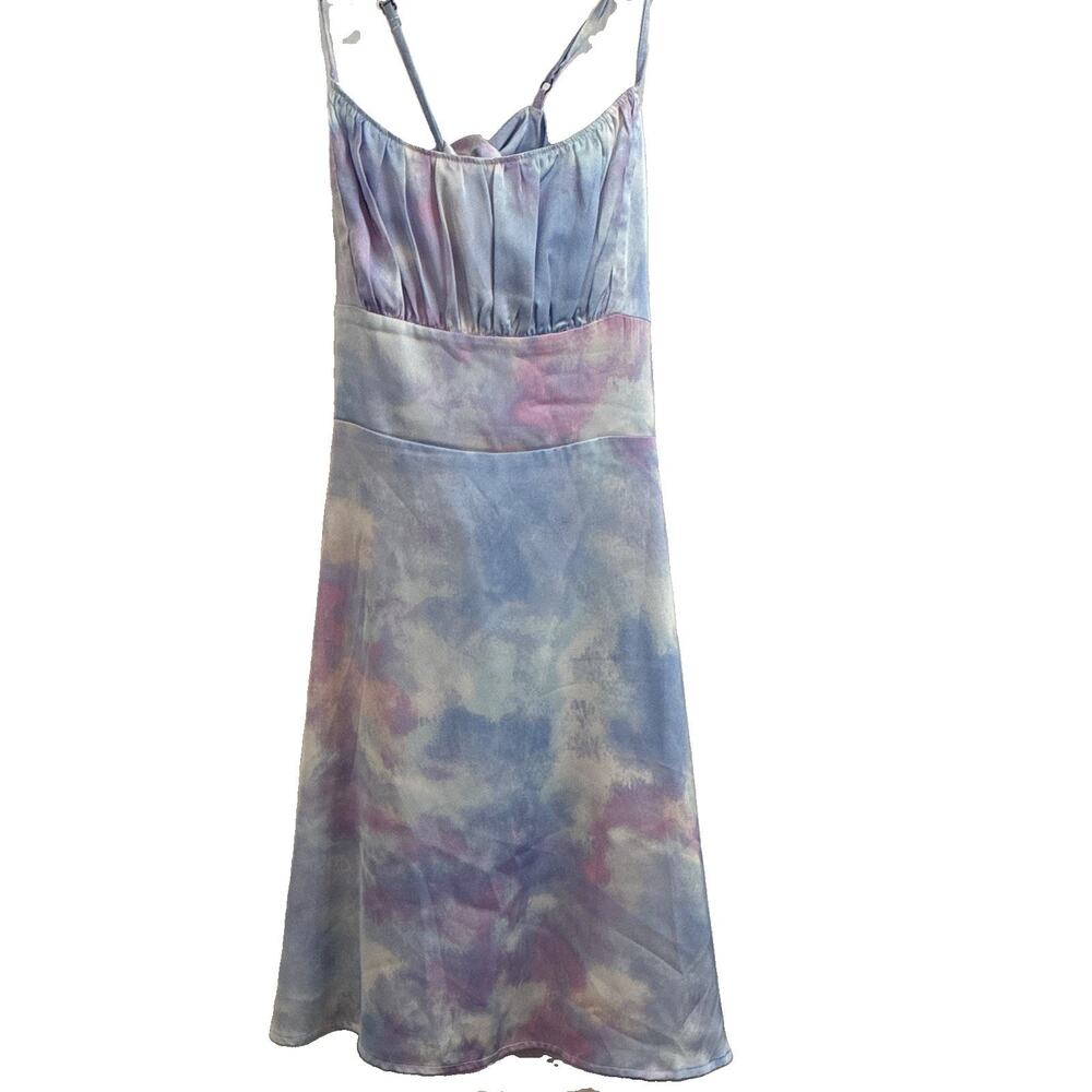 Hollister Regular Womens M Dress Watercolor Pastel Tie Dye Satin Lined Festival
